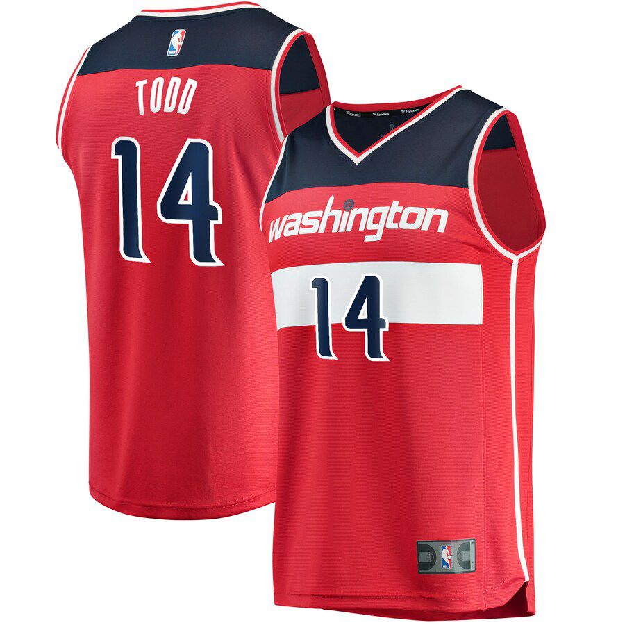 Men Washington Wizards 14 Isaiah Todd Fanatics Branded Red Fast Break Replica NBA Jersey